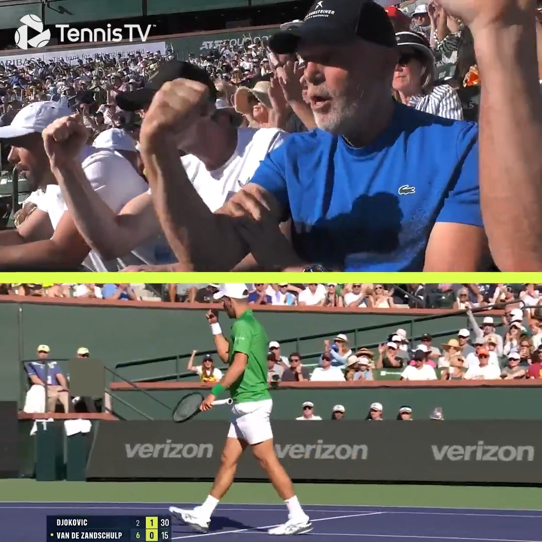Coach cam: Andy Murray edition 📹 Player and coach both hyped after a brilliant Novak Djokovic point at #TennisParadise