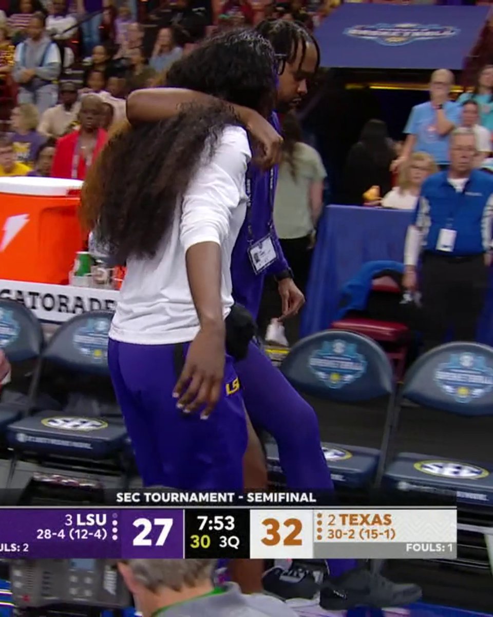 Aneesah Morrow was helped off the court after an apparent foot injury.