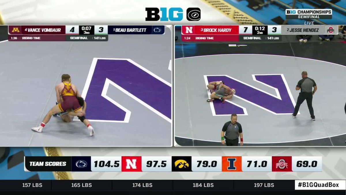 THERE'S A HURRICANE IN EVANSTON ‼️ Vance Vombaur takes down the No. 1 seed Beau Bartlett 🔥 Minnesota Wrestling #B1GWrestling on Big Ten Network 📺