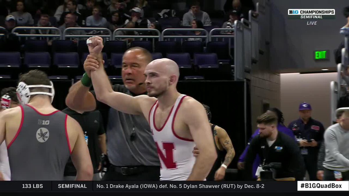 Another Husker in the FINALS 🌽 Brock Hardy knocks off the reigning B1G Champion at 141 👀 Nebraska Wrestling #B1GWrestling on Big Ten Network 📺