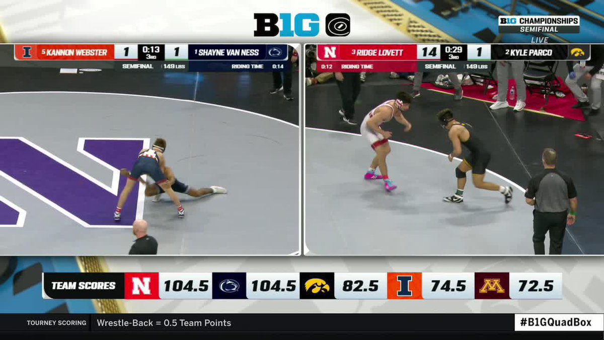 DOWN GOES ANOTHER NO. 1 SEED 😱 Kannon Webster wins on a late takedown to secure his spot in the finals 🔥 Illinois Wrestling #B1GWrestling on Big Ten Network