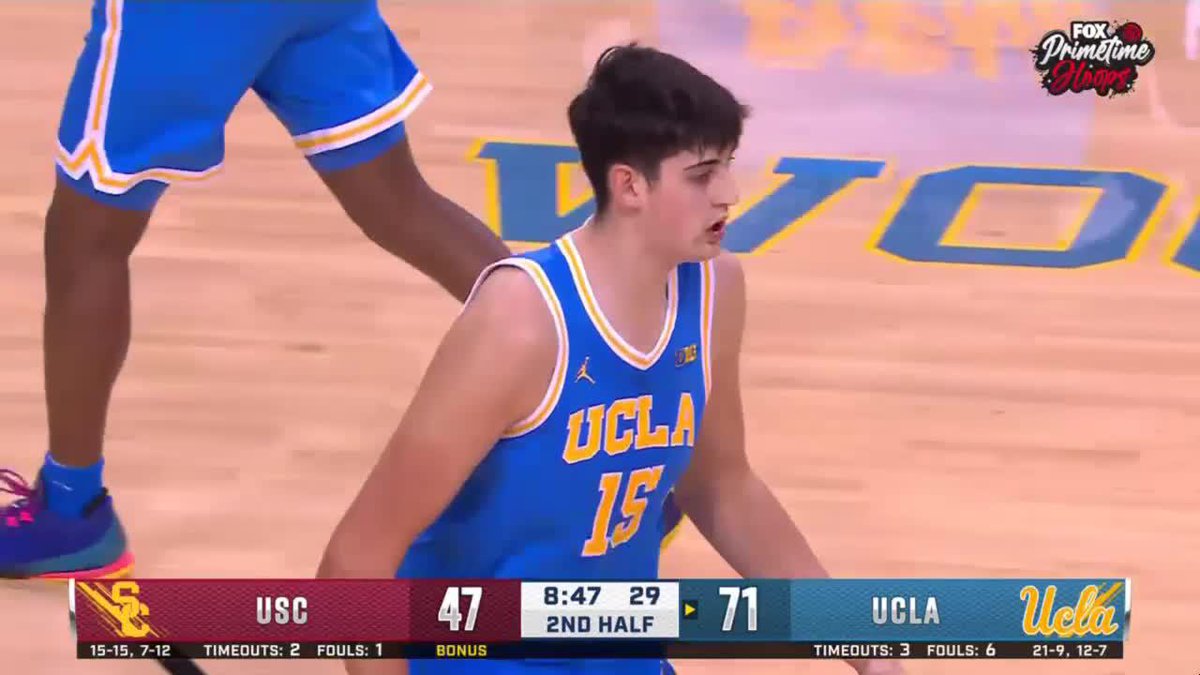 The dish 💯 The swat 🚫 Aday Mara just put together this sweet UCLA Men’s Basketball sequence. #B1GMBBall on FOX College Hoops 📺