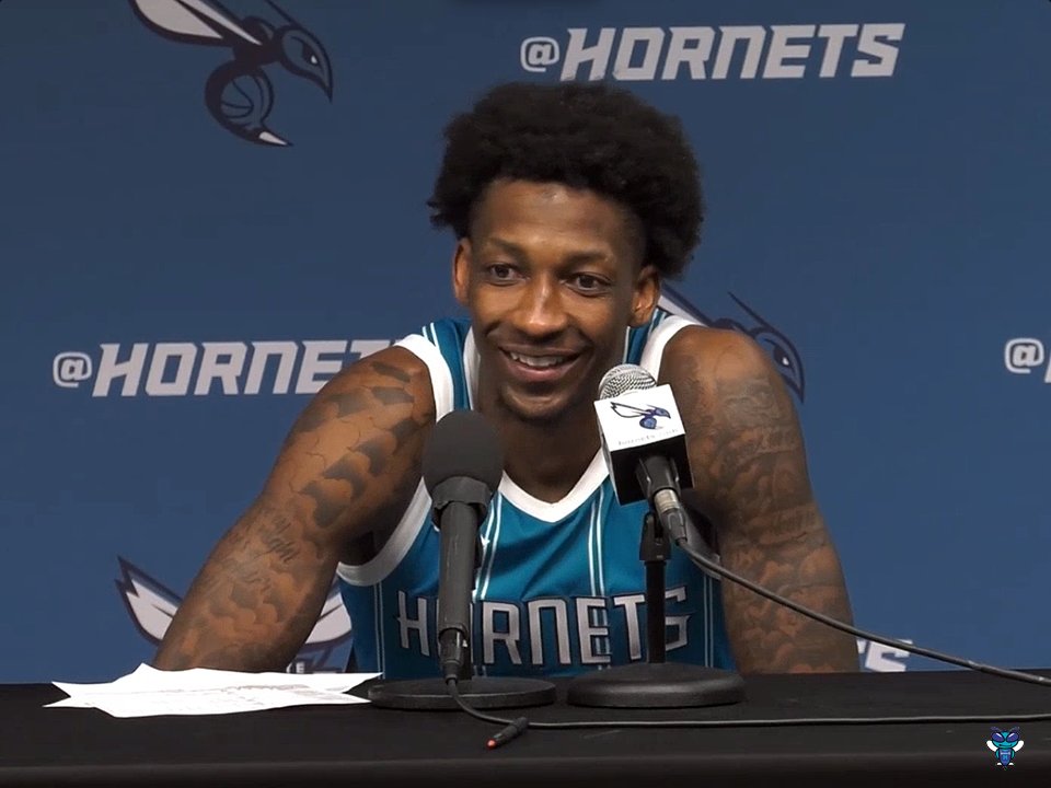 🎙️ Damion Baugh: "Being in the G League, I don't want to go back. Also where I'm from, nothing's easy where I'm from, so... and also, I don't want to go back to the G League." 😅 "(Miles Bridges) is teaching me a lot; from offense to defense, and just the NBA life."