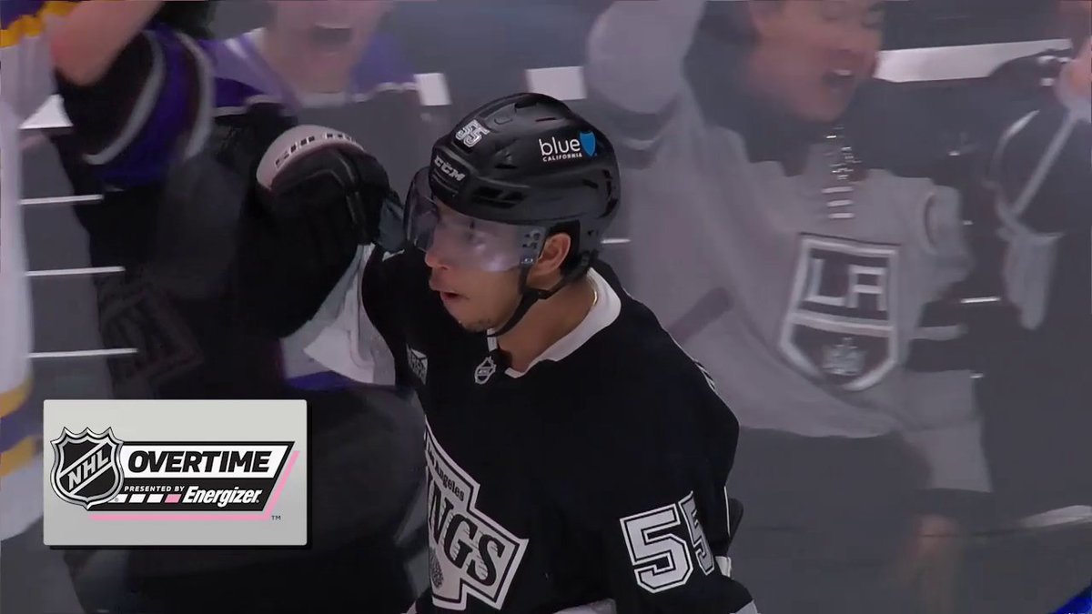 BOOM 💥 Quinton Byfield scores the Energizer OT winner and hits the BOOM celly with A.J. and Big Justice (A.J. & Big Justice) in the building!
