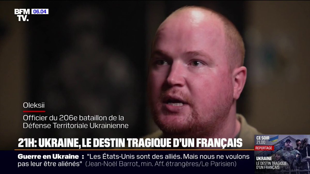 💬 "Bienvenue dans l'enfer des tranchées" Ukraine : le destin tragique d'un Français Un long format Ligne Rouge à découvrir ce soir à 21h sur BFMTV