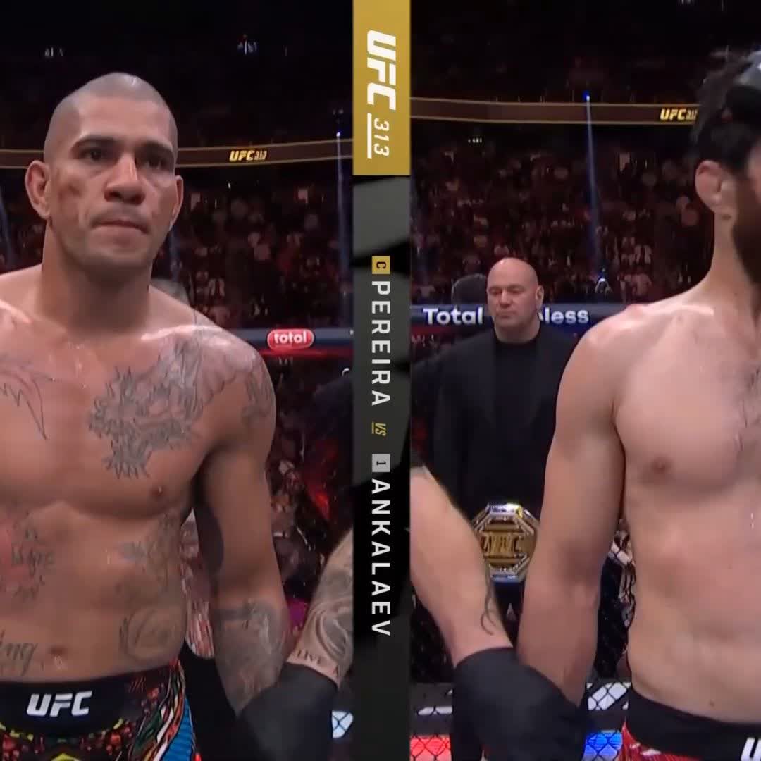 O momento em que 🇷🇺 Magomed Ankalaev derrotou 🇧🇷 Alex "Poatan" Pereira e foi anunciado como o novo campeão meio-pesado do UFC. #UFC #UFCBR #UFC313