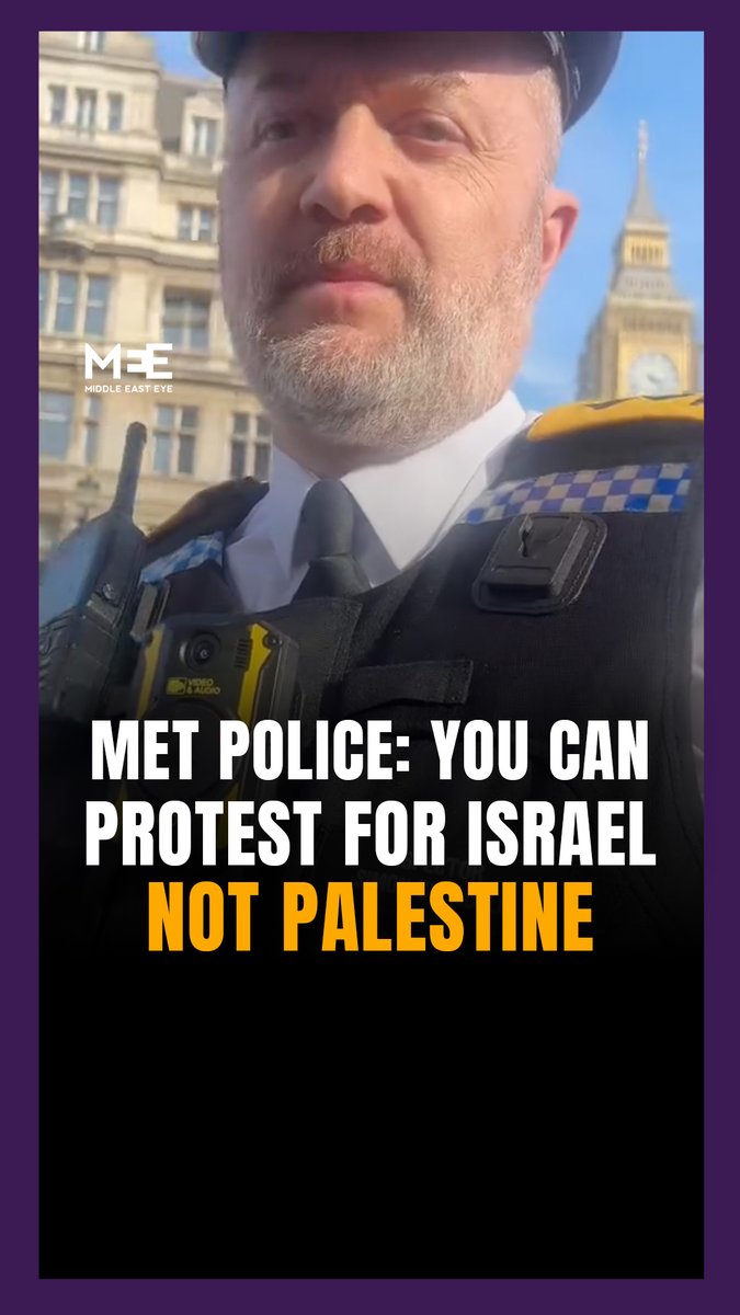 A London Metropolitan police officer was filmed on Saturday telling demonstrators they could face arrest for protesting in support of Palestine but would be allowed to remain if they were protesting in support of Israel.