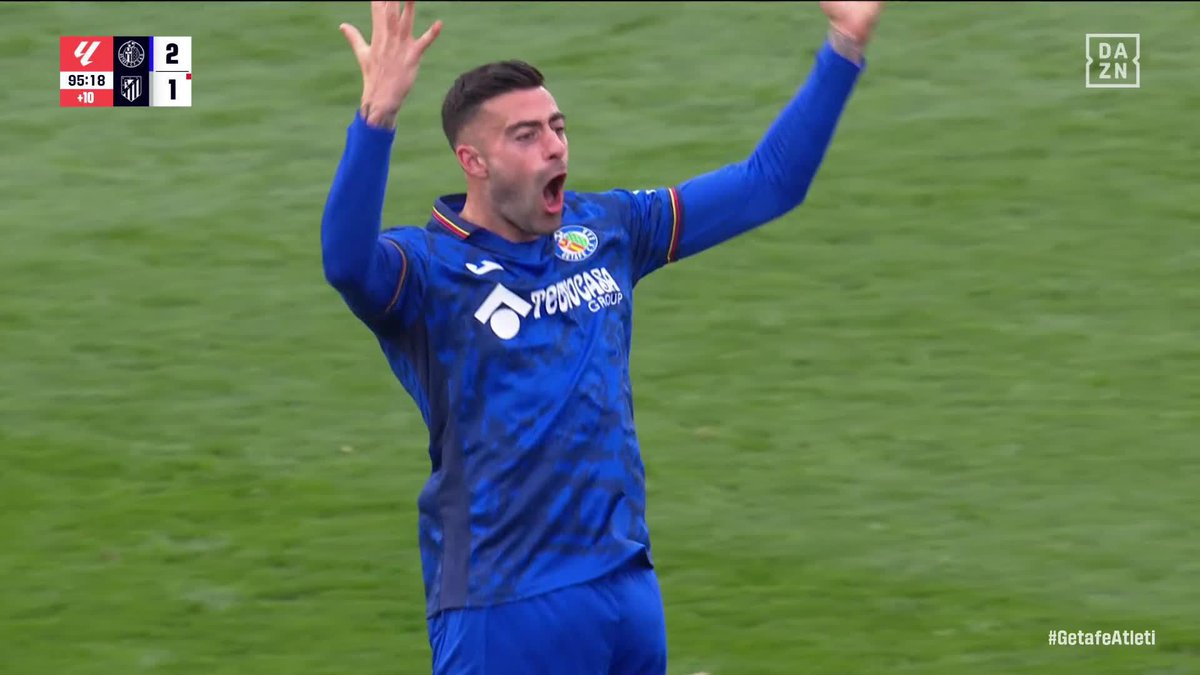 Esto es el Getafe C.F. remontando, papá. En el 87', perdía 0-1. En el 92’, Arambarri le dio la victoria a los azulones ante el Atlético de Madrid 🚀 #LALIGAenDAZN ⚽️️