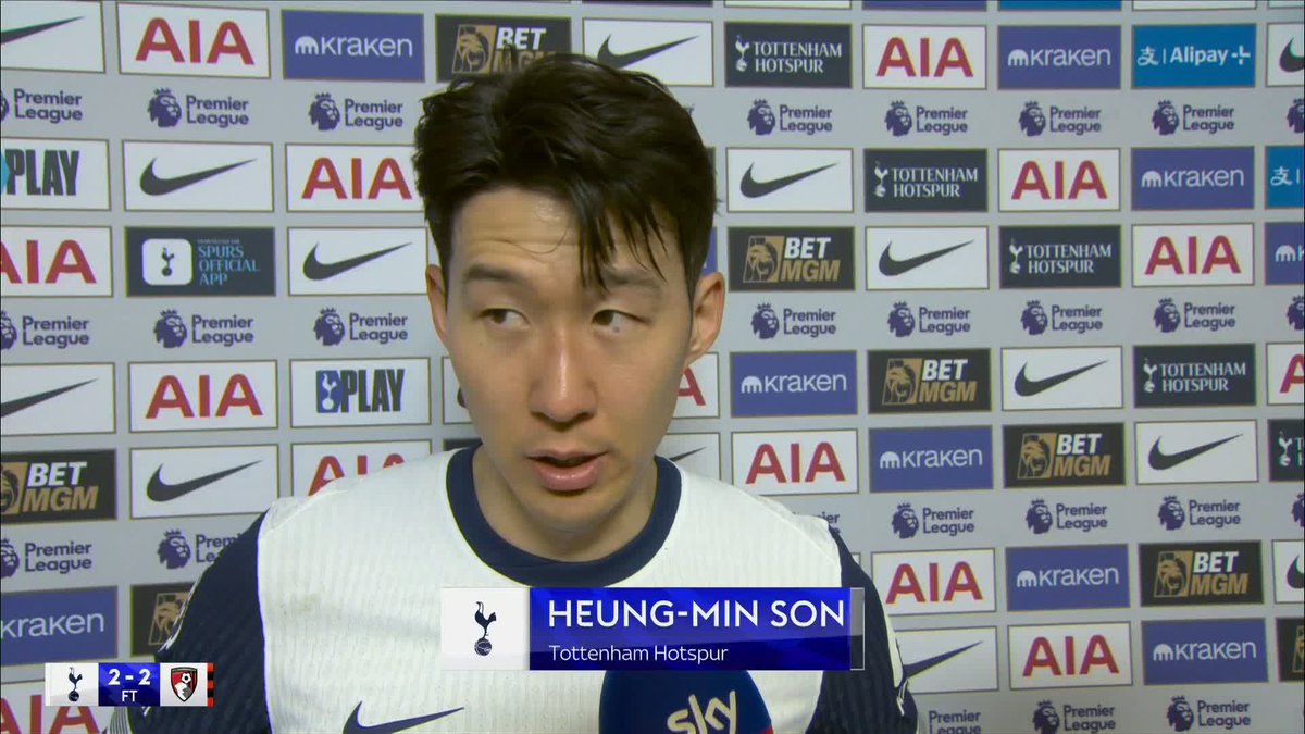 🗣️ "We have to do better." Heung-min Son reacts to Spurs' 2-2 draw vs Bournemouth ⚪️