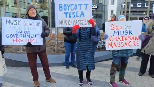 Rage against the machine here at Boston Tesla dealership.