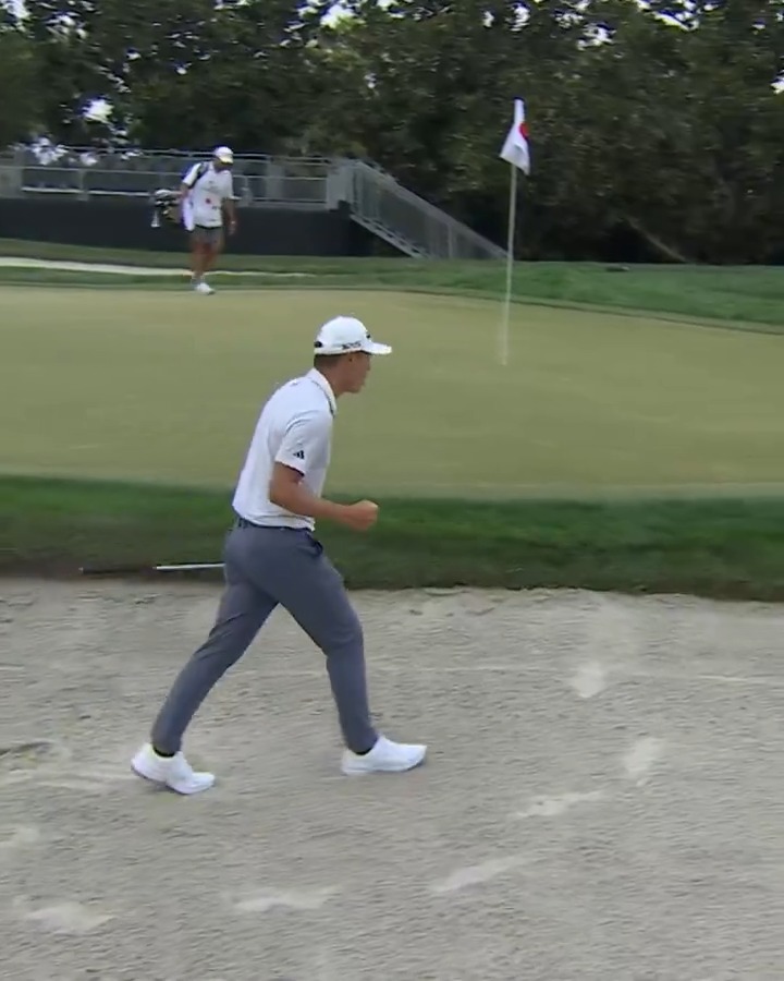 No putter needed! @Collin_Morikawa leads by two after a birdie at the first @APInv. 📺 Golf Channel