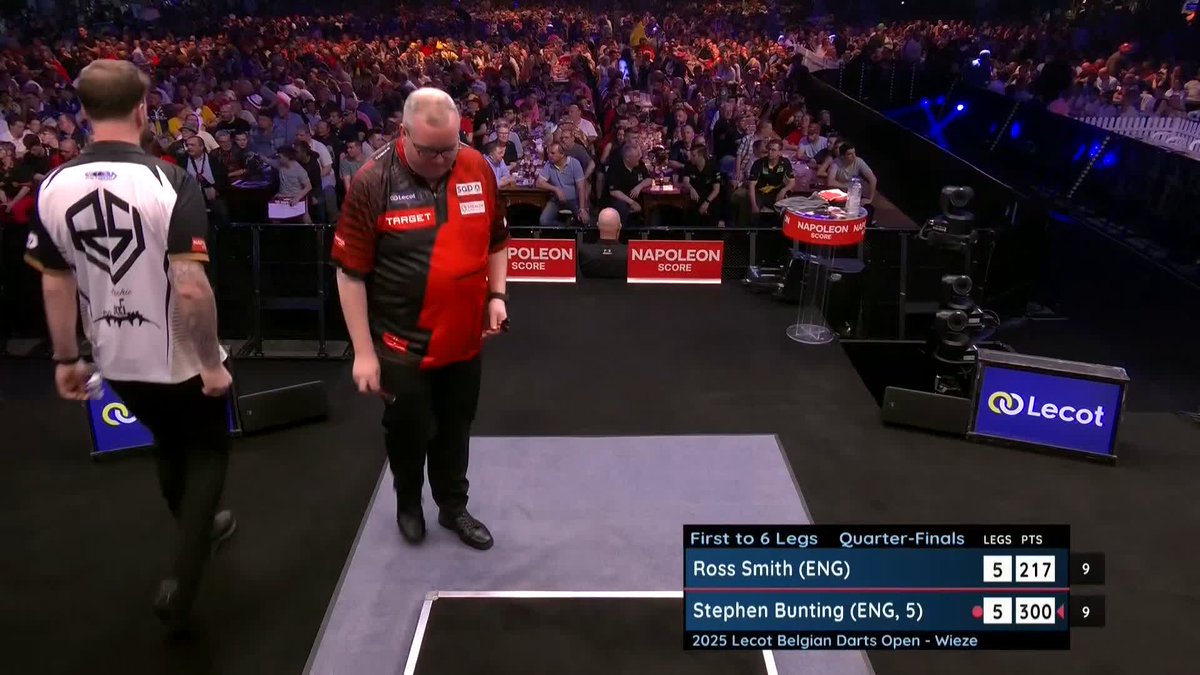117 TO WIN IT FROM ROSS SMITH! A very tense Quarter-Final decided by a moment of magic from Ross Smith as he fires a 117 checkout to beat Stephen Bunting 6-5. He's on the hunt for a first ever European Tour title! 📺 | #ET1