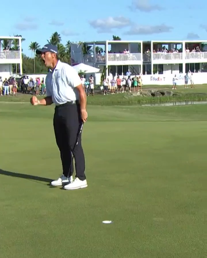 "COME ON!" 😤 Rookie Karl Vilips wins in style after setting a new tournament record for the lowest 72-hole score Puerto Rico Open ⛳️.