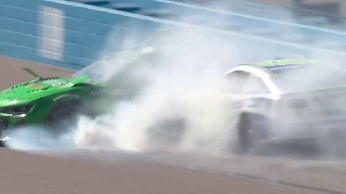 Katherine Legge goes around and collects Daniel Suárez! 👀 #NASCARonFS1