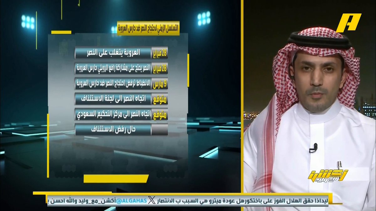 عبدالعزيز الزلال: " الدنيا دوارة " والنصر أول مرة يخسر احتجاج .. في قضية محمد كنو كان على الهلال إثبات أنه ليس مخالفاً 🫣. #أكشن_مع_وليد يأتيكم يوميا الـ12:30 صباحا بتوقيت السعودية يمكنكم متابعة الحلقة مباشرة من خلال هذا الرابط