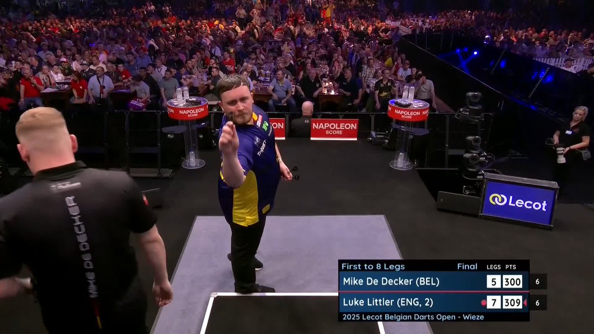 The look on Luke Littler's face as he considers the bull for a title winning 170 checkout 🤣
