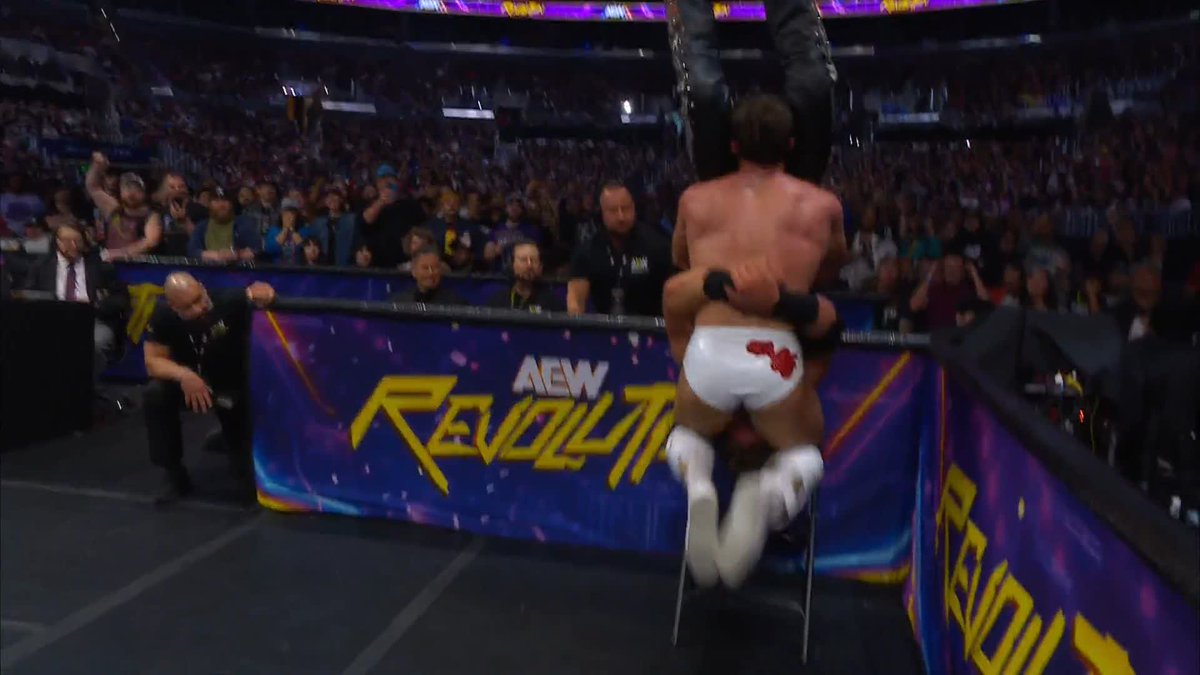 Jumping tombstone piledriver on the chair! #AEWRevolution