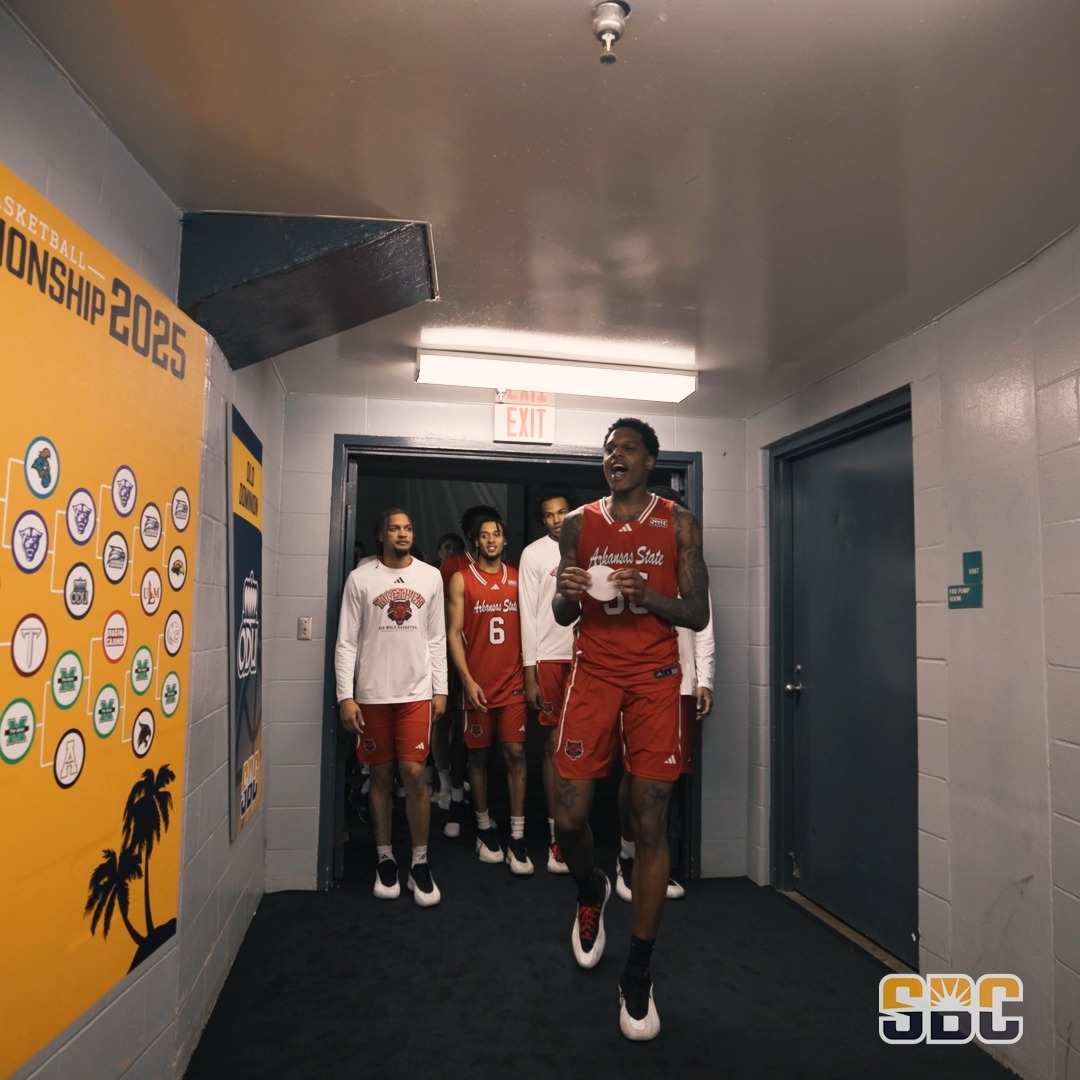 𝗠𝗢𝗩𝗜𝗡𝗚 𝗢𝗡 𝗧𝗢 𝗠𝗢𝗡𝗗𝗔𝗬. Four scorers reach double-figures as Arkansas State Men’s Basketball punches its ticket to Monday night's #SunBeltMBB Championship Game. ☀️🏀
