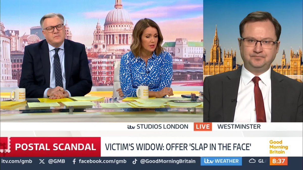 Janet Walters, whose husband Terry was a victim of the Post Office Scandal, applied for compensation last year and received an offer last month - weeks after Terry had passed away. Local Growth and Building Safety Minister Alex Norris MP speaks to Susanna Reid.