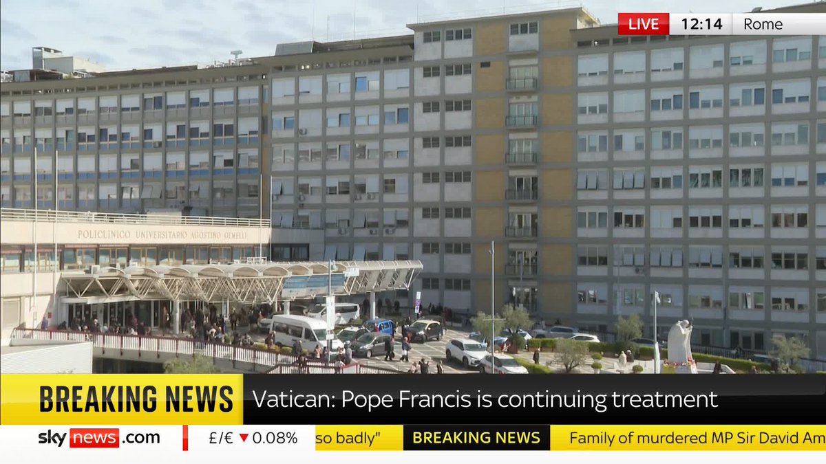 BREAKING: Vatican sources say the Pope is now able to eat solid food and he continues treatment in Gemelli Hospital in Rome More ➡️ 📺 Sky 501, Virgin 602, Freeview 233 and YouTube