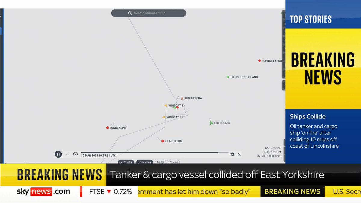 The Coastguard has said a tanker and vessel have collided in the North Sea. Four lifeboats were sent to the scene, according to the RNLI, which added there have been reports "a number of people had abandoned the vessels" and fires have broken out.