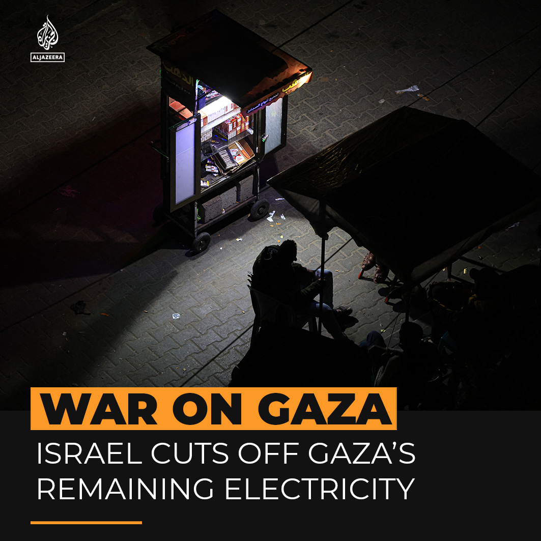 What’s believed to be the last power line operating into Gaza has been cut off by Israel, threatening the operation of a key water facility. Palestinians in Gaza have been living without proper power supplies since the start of Israel's war.