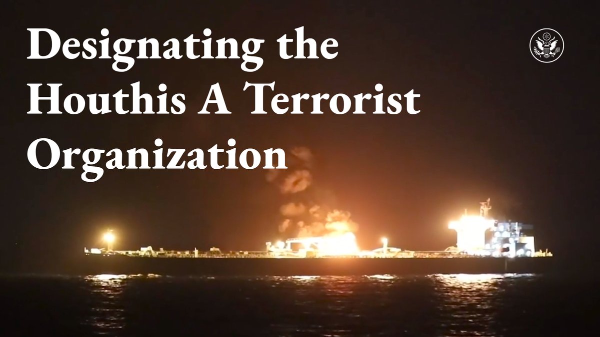 Promises Made, Promises Kept. Ansarallah, commonly referred to as the Houthis, is now designated as a Foreign Terrorist Organization, following their hundreds of attacks against commercial vessels in the Red Sea and Gulf of Aden. The Trump Administration is committed to protecting our national security interests.