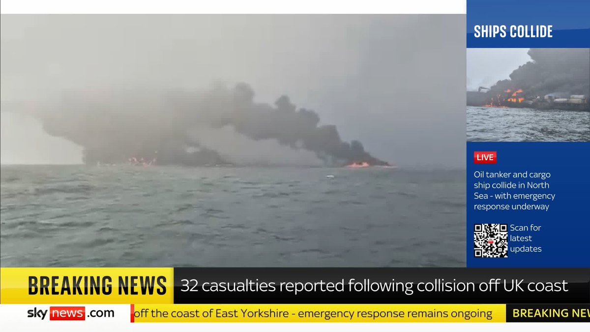 'There will be an inquest into the incident—given the onboard technology, this shouldn't have happen Martin Boyers, CEO of the Port of Grimsby, calls the collision off the UK coast a "very unusual and tragic accident" as 32 casualties are reported.