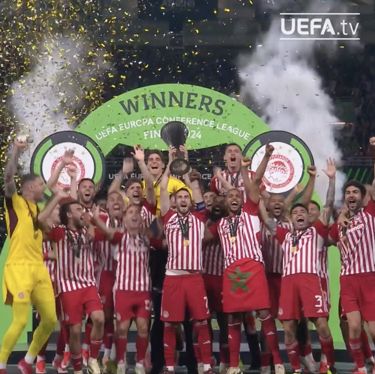 ❤️🤍 When Olympiacos became the first Greek side to win a UEFA club competition 🏆 #UECL | Olympiacos FC