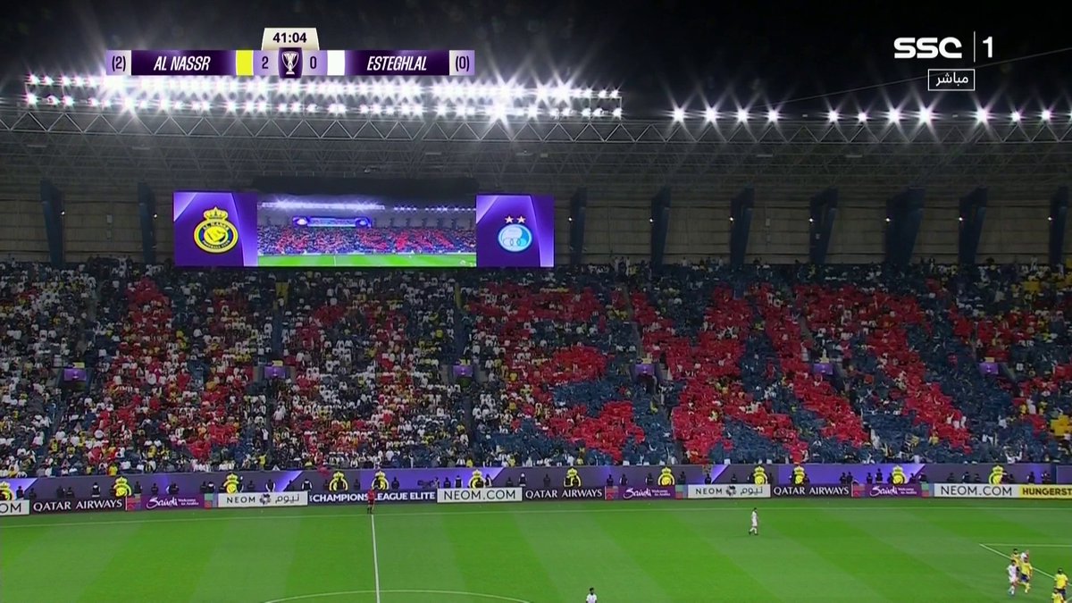 لوحة فنية يرسمها جمهور النصر🎨🟡 تيفو نصراوي في الأول بارك🏟️🔥 #دوري_أبطال_آسيا_للنخبة #النصر_الاستقلال | #SSC