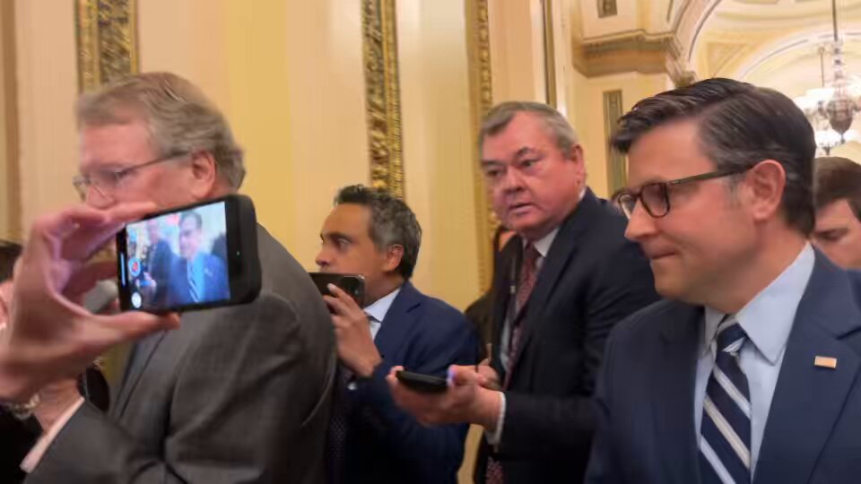 Asked Speaker Johnson for his plan B if the GOP’s spending bill is blocked. “I don't think it's going to get blocked,” Johnson just told us. “Because no one wants to shut the government down … It’s going to be up to Chuck Schumer and the Senate Democrats to do the right thing and I don't think they're going to shut the government down.” If the House passes the bill, it will be up to the Senate to get 60 votes to advance it — so Dems could block it ahead of shutdown deadline or supply the votes. And after Trump’s remarks not ruling out a recession, Johnson says he doesn’t think there will be one. “It take a while for these policies to be ingrained,” he said. He also said the House GOP is considering additional punishment against Al Green as some hardliners want to boot him from committees