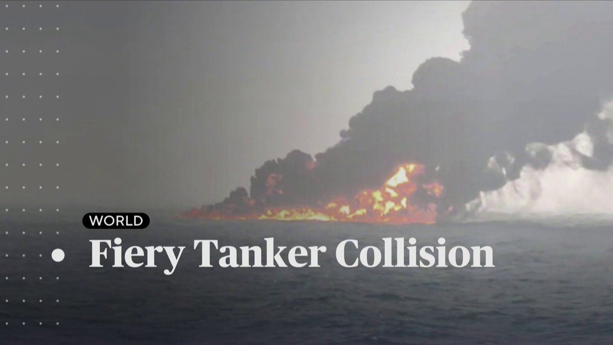 A U.S.-flagged tanker carrying jet fuel collided with a cargo ship in the North Sea off eastern England, sparking explosions, fires and a fuel spill, officials said.