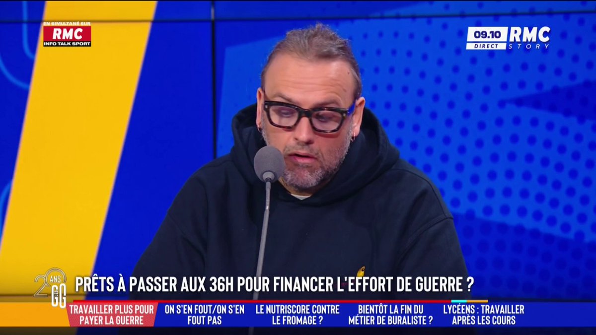 🫡 Travailler 36h pour financer l’effort de guerre : "T'as mal aux dents, c'est la guerre en Ukraine." 🗣️ Le coup de gueule de Bruno Poncet : " La guerre en Ukraine est l'excuse de tout." #GGRMC