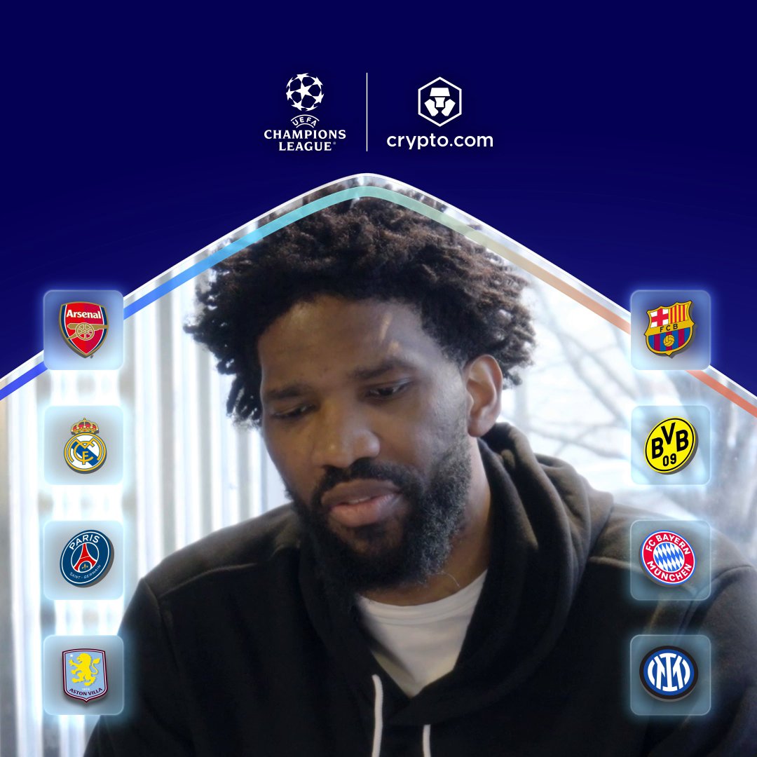 #UCL fans: Ready to score cool prizes 🎟️💥? Make your #Predict6 for Round of 16 👀⚽ Here’s Joel Embiid’s. Lock in your predictions now: #UCLwithCryptoCom