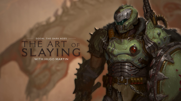 In this first episode of “The Art of Slaying,” Hugo talks us through the signature piece of concept art, featuring the DOOM Slayer and his dragon Serrat, that helped define the look of the game. (art by Emerson Tung)