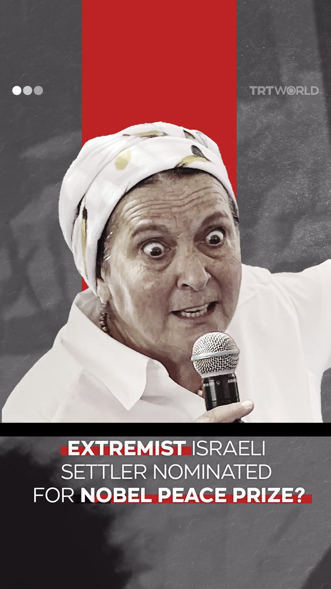 “I will not let them sleep in peace in Gaza! Gaza is ours!” Daniella Weiss, an extremist Israeli and advocate of illegal settlements, has been nominated for the Nobel Peace Prize, an award meant to honour advocates for peace