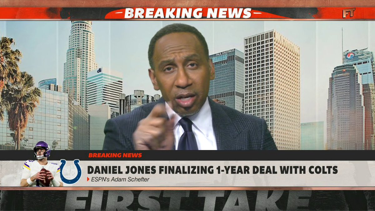 "I loved seeing 1 year, $14M. That's about right for Daniel Jones. Not 40 million, like the damn Giants did." 😅 —Stephen A Smith on Daniel Jones signing a new deal with the Colts 👀