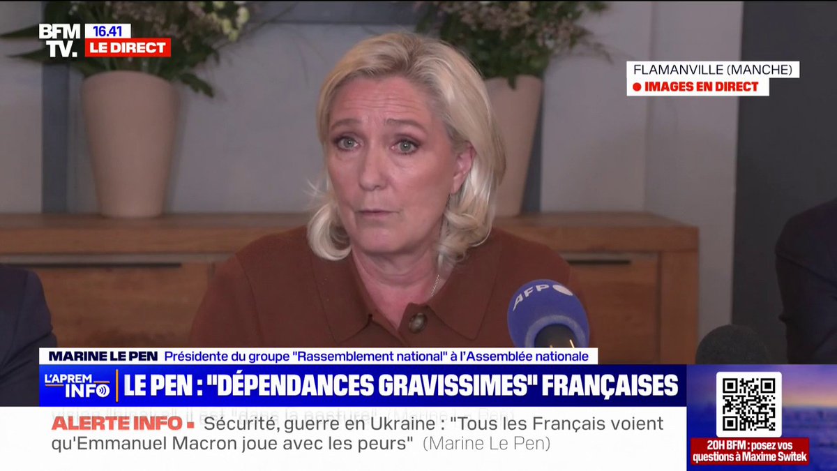 💬 "Je ne souhaite pas l'entrée de l'Ukraine dans l'UE" Marine Le Pen ne votera pas en l'état la résolution sur l'Ukraine dont débattront les députés demain