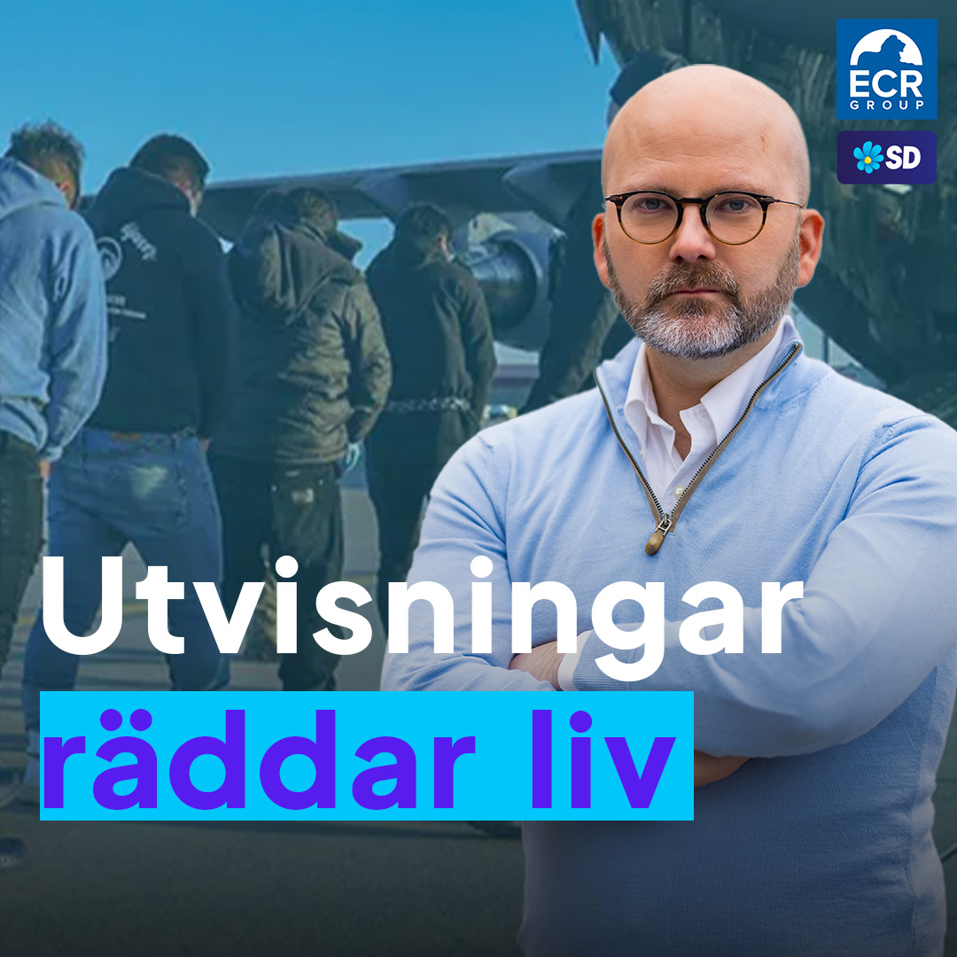 Utvisningar räddar liv Idag stannar 80 procent av alla som får utvisningsbeslut i Europa. Våra skuggsamhällen växer. Gängen får rekryter. Våld, kaos och otrygghet sprider sig. Oskyldiga får sätta livet till. För att Sverige och Europa ska bli tryggt igen måste reglerna ändras så att utvisningarna kan öka. Högermajoriteten i EU måste nu hålla ihop. Om vänstern får påverka lagstiftningen kommer våra gator fortsätta vara otrygga. Då kan vi få ett regelverk som gör att många fler kan skickas hem ✈️