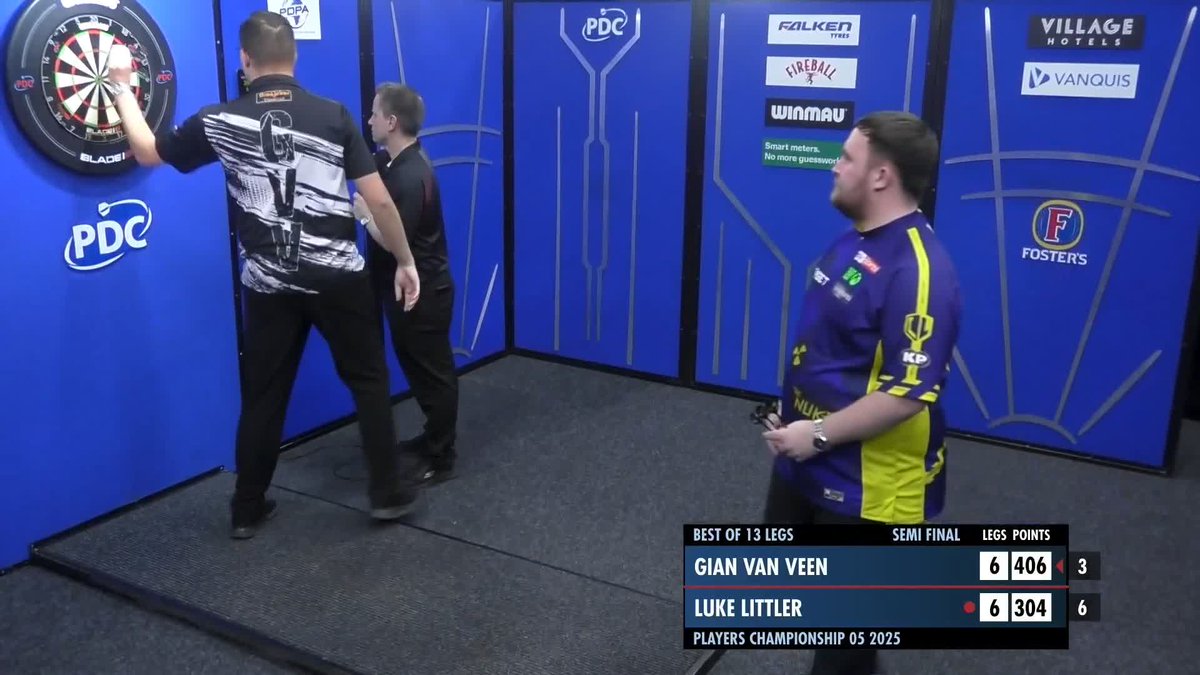 VAN VEEN ENDS LITTER'S RUN!! What a game between these two young stars, and Gian van Veen delivers to secure a 7-6 win and reach the final of Players Championship 5! What a late flurry from him! An incredible game! 📺 #PC5