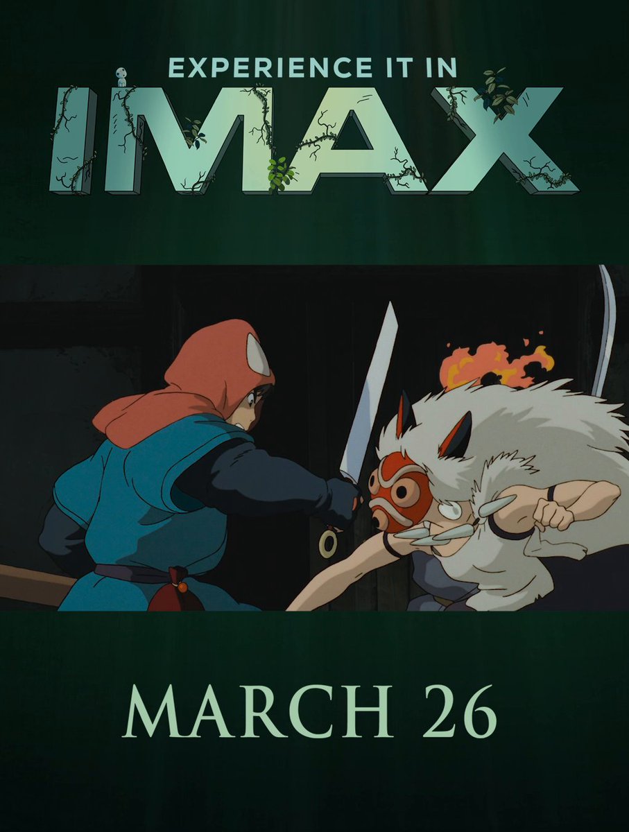 For the first time EVER and exclusively in IMAX, experience Hayao Miyazaki's fantasy epic, Princess Mononoke, starting March 26.