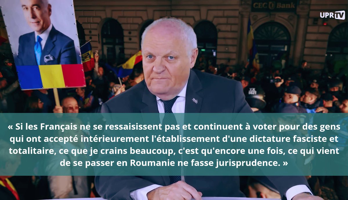 «Aux prochaines élections ne votez pas pour Bardella, LePen, Zemmour, Knafo, Melenchon, Philippe etc. Si vous votez pour ça, vous votez pour la perpétuation de ce qui se passe en #Roumanie🇷🇴! C'est-à-dire tomber dans une dictature fasciste et totalitaire !» François Asselineau 🇫🇷 #Frexit
