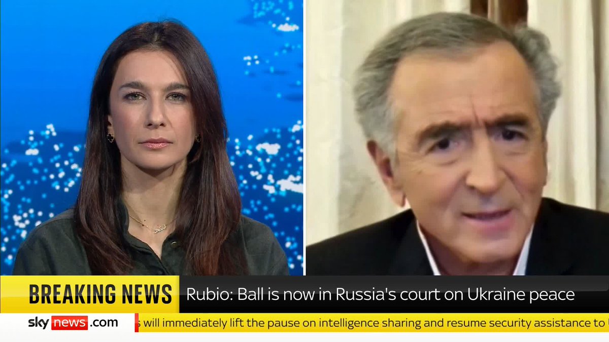 'Trump hates Zelenskyy, admires Putin, and that’s a problem for Europe. Putin is a terrorist, a war criminal.' - Bernard-Henri Lévy Philosopher Bernard-Henri Lévy responds after Marco Rubio says the ball is now in Russia’s court on Ukraine peace.
