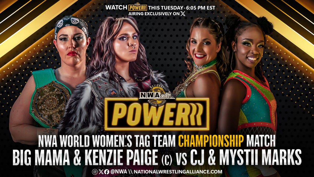 It's 6:05e! It's time for WRESTLING! It's time for NWA POWERRR! The Jax Dane Memorial World Title Tournament begins! Plus, the NWA World Women's Tag Team Titles are on the line!