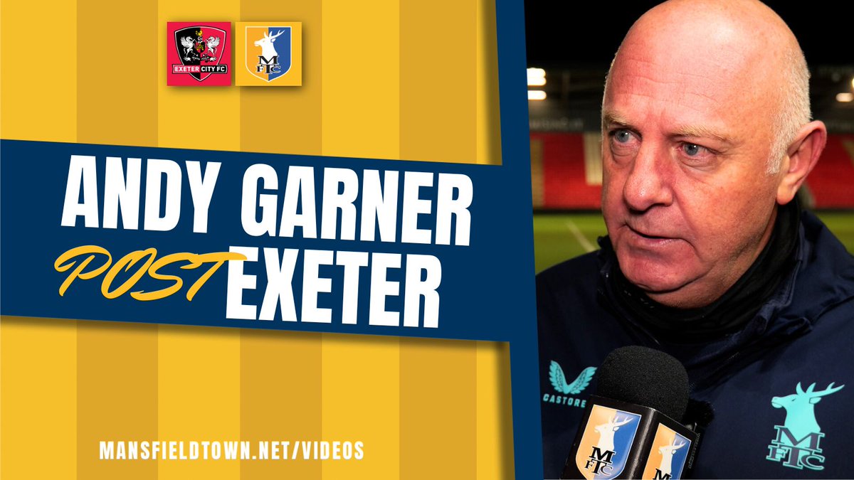 🗣️ Hear from first team coach Andy Garner after tonight’s 2-0 defeat at Exeter. #Stags 🟡🔵