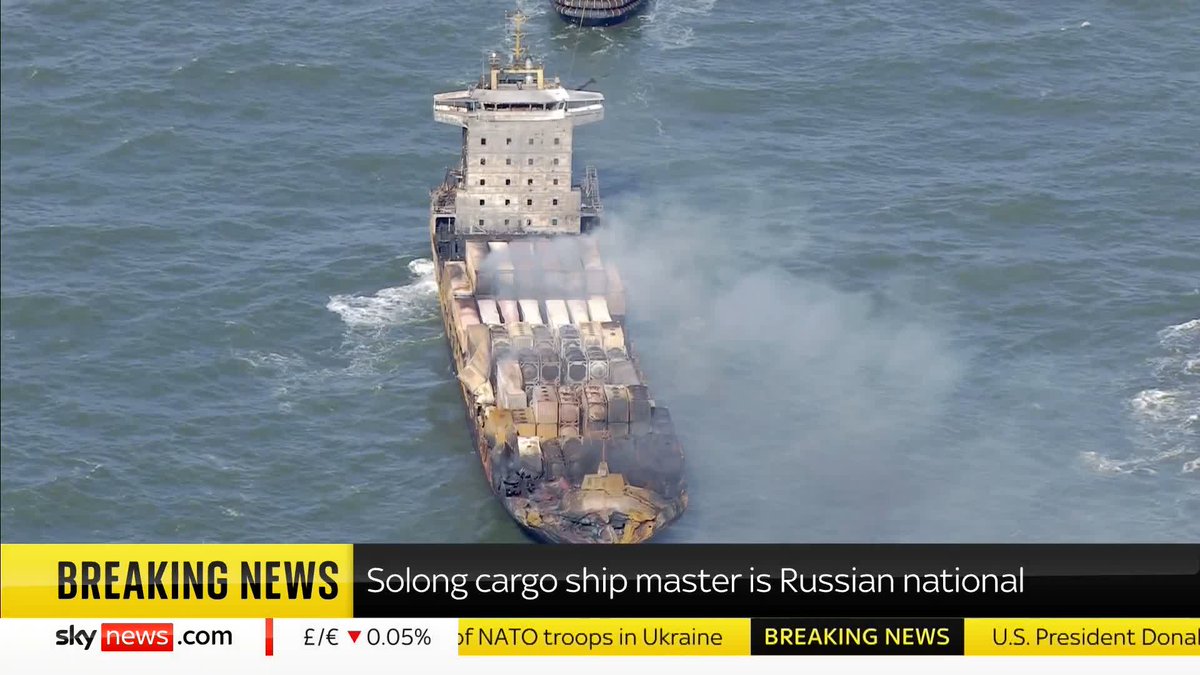 BREAKING: The captain of the Solong, the container ship involved in the North Sea crash on Monday, is a Russian national 📺 Sky 501, Virgin 602, Freeview 233 and YouTube