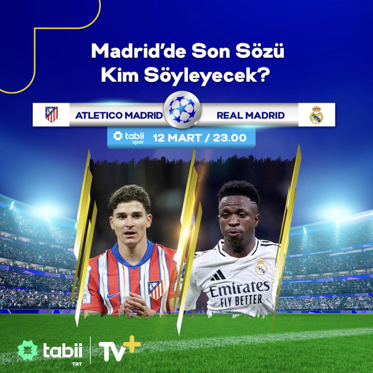 İki ezeli rakip Şampiyonlar Ligi sahnesinde karşı karşıya! Atletico Madrid - Real Madrid derbisi tabii spor ile TV+’ta! ⏰ 23.00