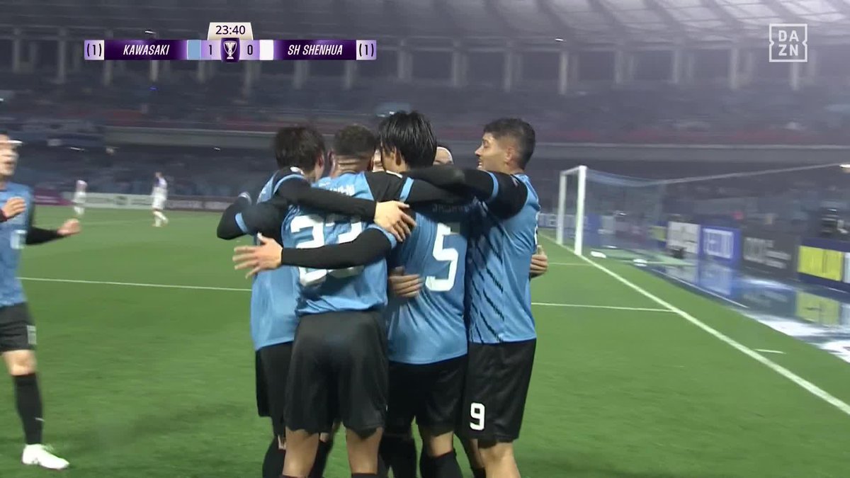 まさに一閃⚡ 試合の均衡を破ったのは #佐々木旭 左足で先制のゴラッソを叩き込む🔥 2戦合計スコアを振り出しに戻す🙌 🏆ACLエリート ラウンド16 第2戦 🆚川崎F×上海申花 📱#DAZN ライブ配信中 #Jみようぜ