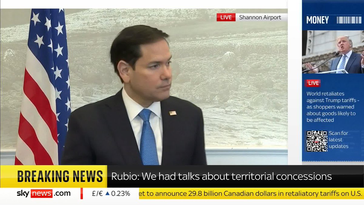 US Secretary of State Marco Rubio says that European sanctions on Russia will 'be on the table' in any ceasefire deal. 📺 Sky 501, Virgin 602, Freeview 233 and YouTube