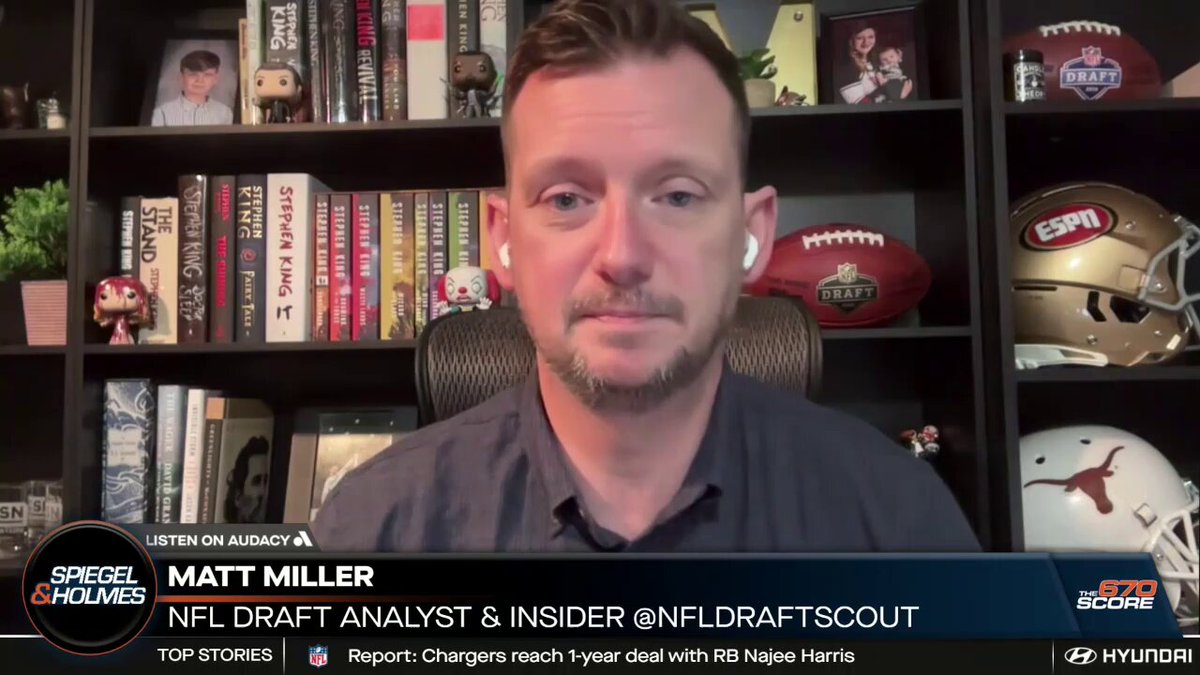 Matt Miller says that OLine is off the table at #10 because the Bears like Braxton Jones.